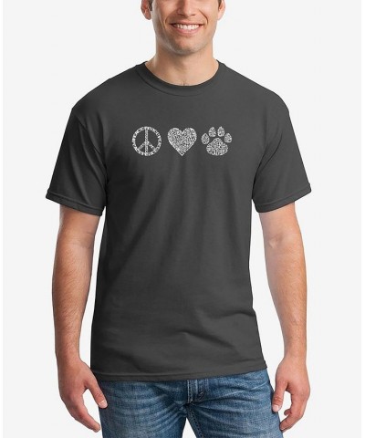 Men's Peace Love Cats Word Art Short Sleeve T-shirt Gray $17.84 T-Shirts