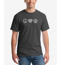 Men's Peace Love Cats Word Art Short Sleeve T-shirt Gray $17.84 T-Shirts