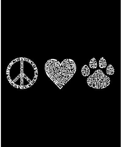 Men's Peace Love Cats Word Art Short Sleeve T-shirt Gray $17.84 T-Shirts