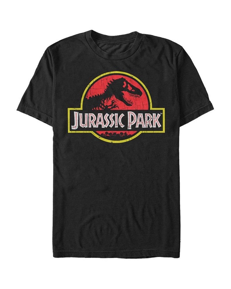 Men's Jurassic Park Classic Original Logo Short Sleeve T-shirt Black $18.89 T-Shirts