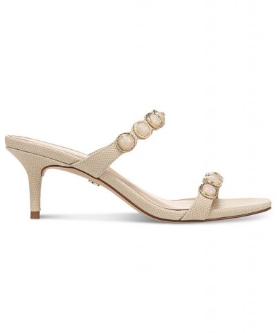 Palma Mid-Heel Embellished Dress Sandals Tan/Beige $65.60 Shoes