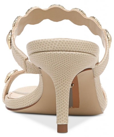 Palma Mid-Heel Embellished Dress Sandals Tan/Beige $65.60 Shoes