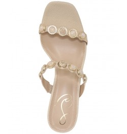 Palma Mid-Heel Embellished Dress Sandals Tan/Beige $65.60 Shoes