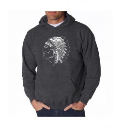 Men's Word Art Hooded Sweatshirt Gray $34.19 Sweatshirt