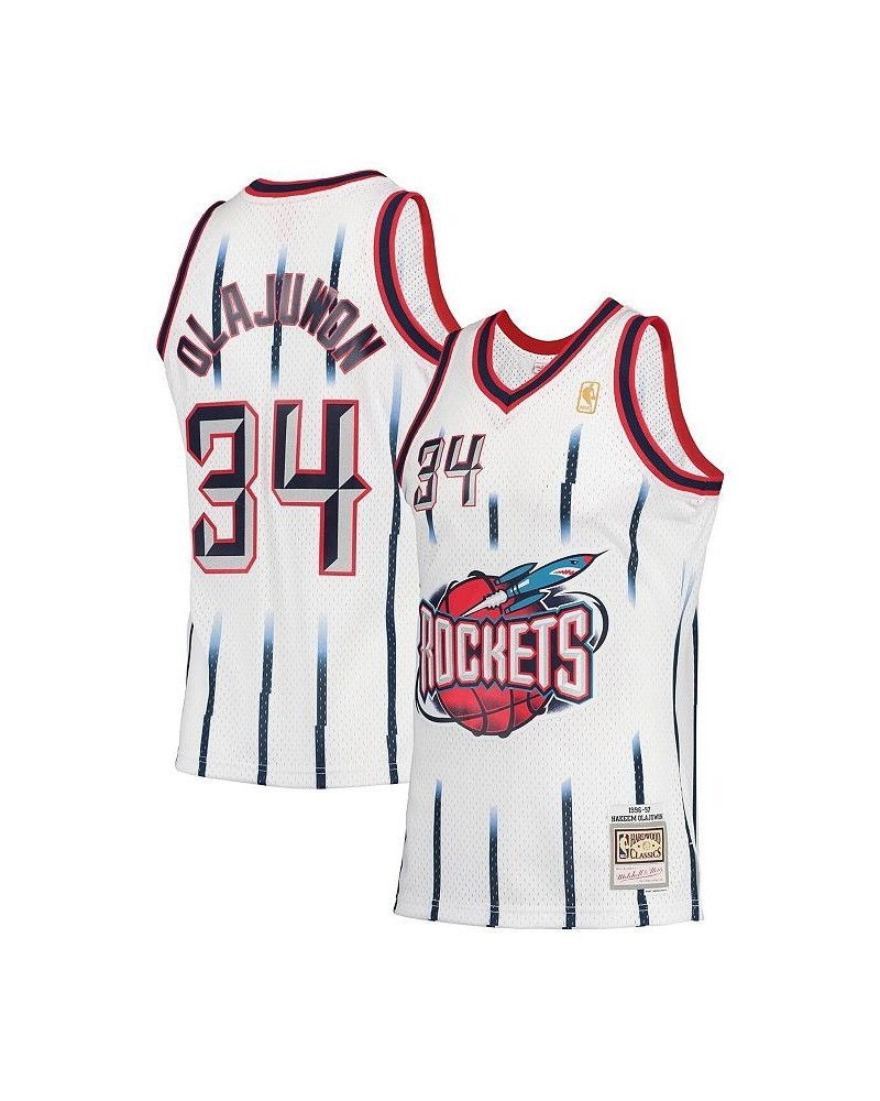 Men's Hakeem Olajuwon White Houston Rockets 1996-97 Hardwood Classics Swingman Jersey $54.39 Jersey