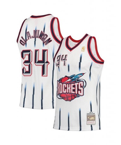 Men's Hakeem Olajuwon White Houston Rockets 1996-97 Hardwood Classics Swingman Jersey $54.39 Jersey