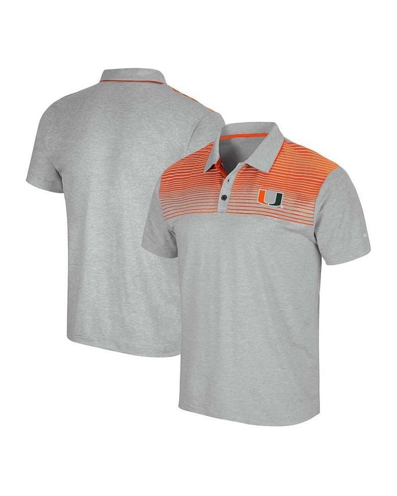 Men's Gray Miami Hurricanes Needles Polo Shirt $26.40 Polo Shirts