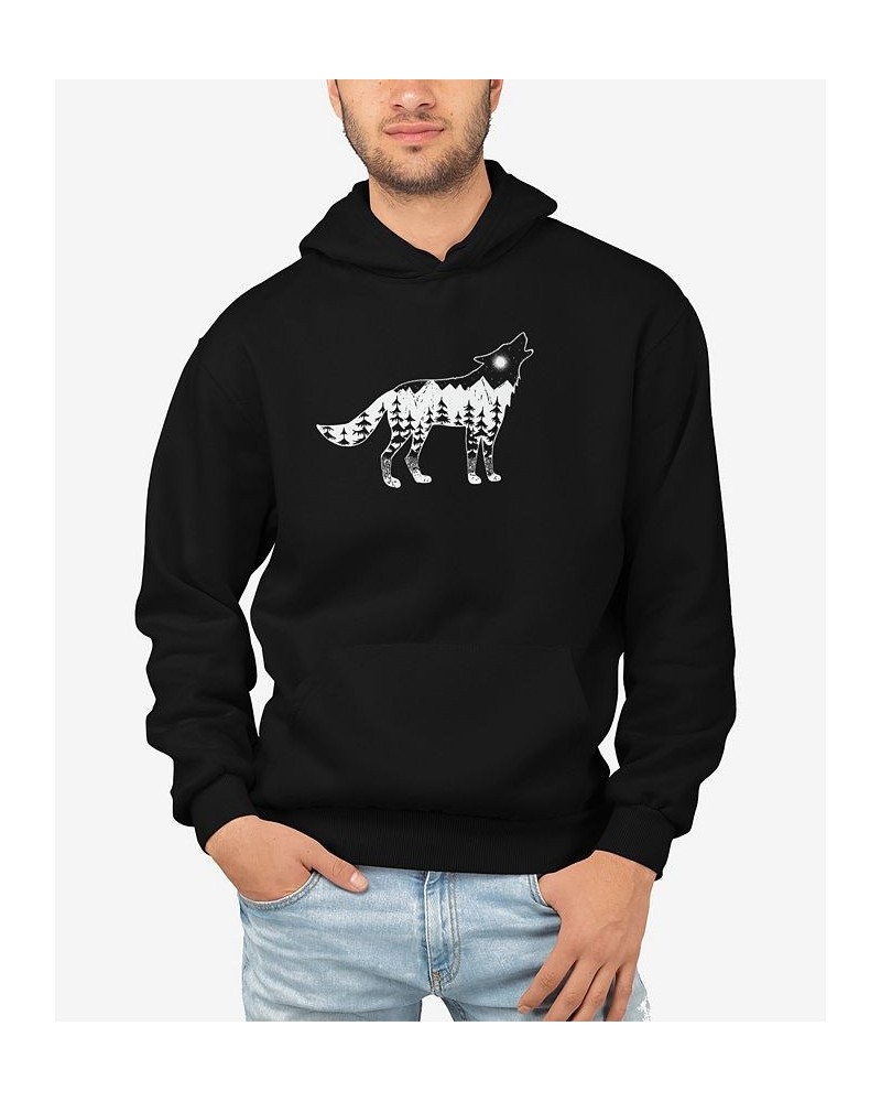 Men's Howling Wolf Word Art Hooded Sweatshirt Black $35.99 Sweatshirt