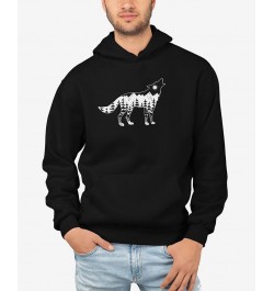 Men's Howling Wolf Word Art Hooded Sweatshirt Black $35.99 Sweatshirt