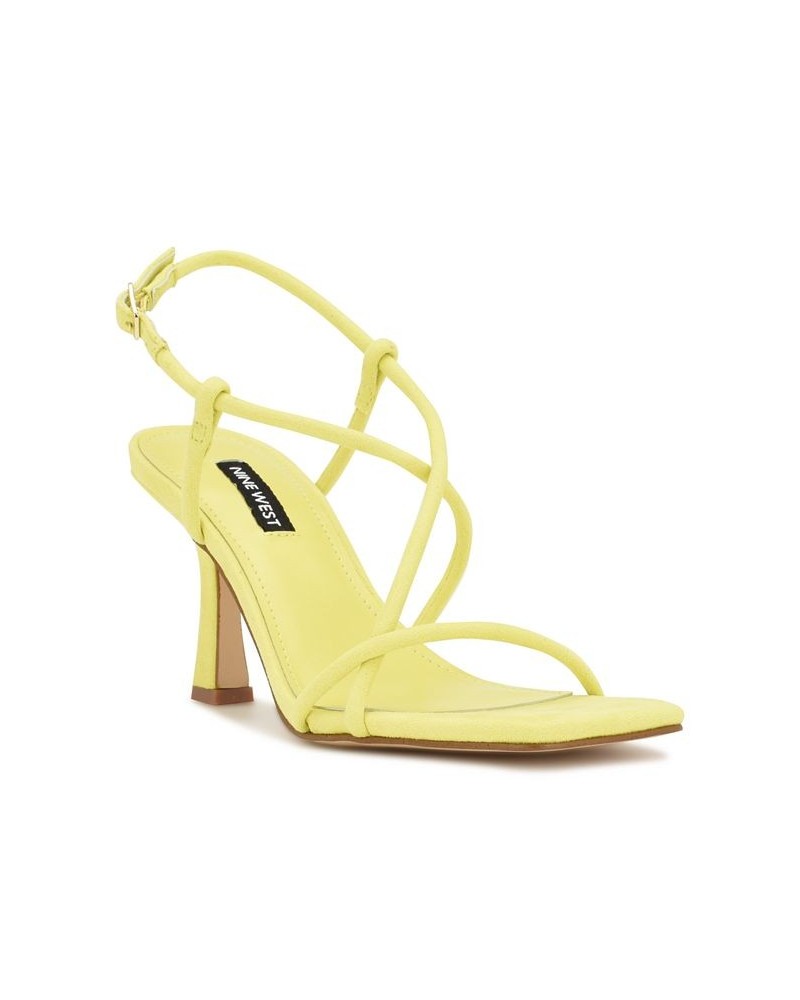 Women's Yuki Square Toe Tapered Heel Dress Sandals Yellow $48.51 Shoes