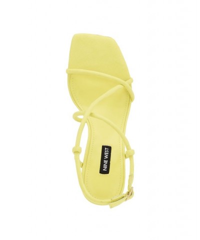 Women's Yuki Square Toe Tapered Heel Dress Sandals Yellow $48.51 Shoes