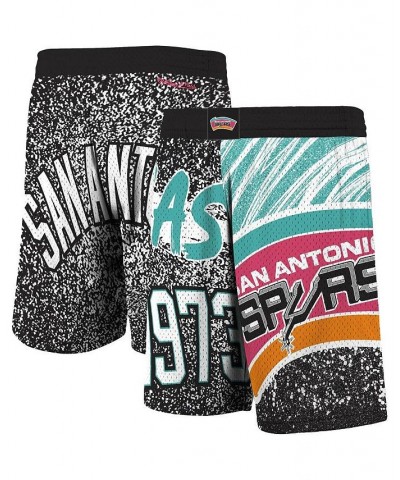 Men's Mitchell Ness Black San Antonio Spurs Hardwood Classics Jumbotron Sublimated Shorts $41.59 Shorts