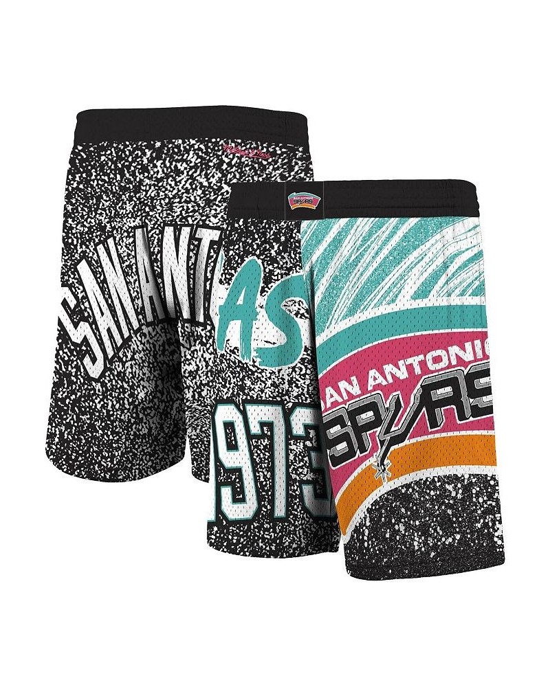 Men's Mitchell Ness Black San Antonio Spurs Hardwood Classics Jumbotron Sublimated Shorts $41.59 Shorts