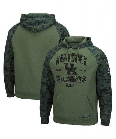 Men's Olive and Camo Kentucky Wildcats OHT Military-Inspired Appreciation Raglan Pullover Hoodie $38.99 Sweatshirt