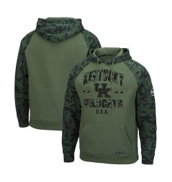 Men's Olive and Camo Kentucky Wildcats OHT Military-Inspired Appreciation Raglan Pullover Hoodie $38.99 Sweatshirt