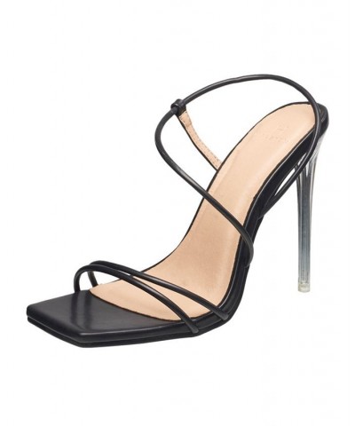 Women's Wizard Multi Strap Party Heels Sandal Black $38.88 Shoes