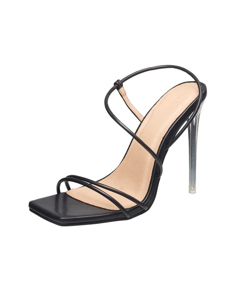 Women's Wizard Multi Strap Party Heels Sandal Black $38.88 Shoes