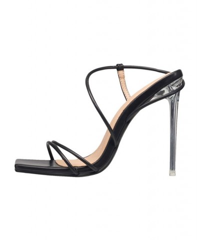 Women's Wizard Multi Strap Party Heels Sandal Black $38.88 Shoes