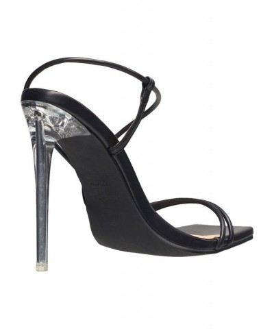 Women's Wizard Multi Strap Party Heels Sandal Black $38.88 Shoes