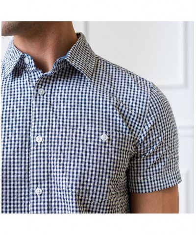 Mens' Seersucker Short Sleeve Button Down Shirt Blue $19.78 Shirts