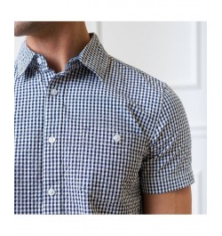 Mens' Seersucker Short Sleeve Button Down Shirt Blue $19.78 Shirts