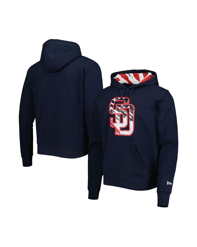 Men's Navy San Diego Padres 4th of July Stars and Stripes Pullover Hoodie $48.59 Sweatshirt