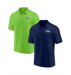 Men's Branded College Navy and Neon Green Seattle Seahawks Home and Away 2-Pack Polo Shirt Set $33.12 Polo Shirts