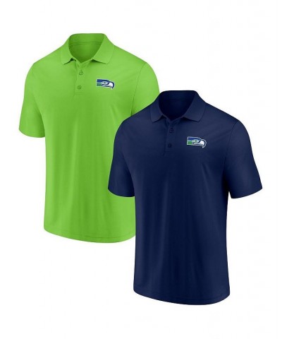 Men's Branded College Navy and Neon Green Seattle Seahawks Home and Away 2-Pack Polo Shirt Set $33.12 Polo Shirts