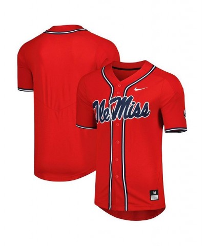 Men's Red Ole Miss Rebels Full-Button Replica Baseball Jersey $52.50 Jersey