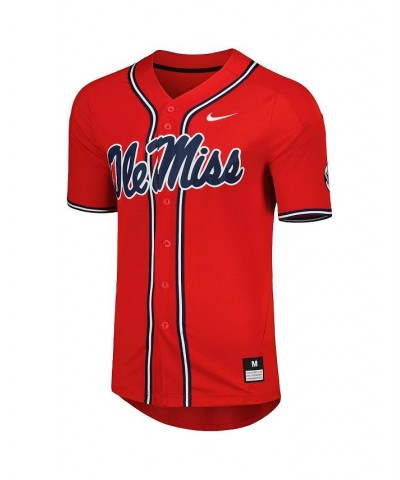 Men's Red Ole Miss Rebels Full-Button Replica Baseball Jersey $52.50 Jersey