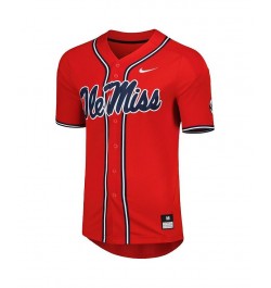 Men's Red Ole Miss Rebels Full-Button Replica Baseball Jersey $52.50 Jersey