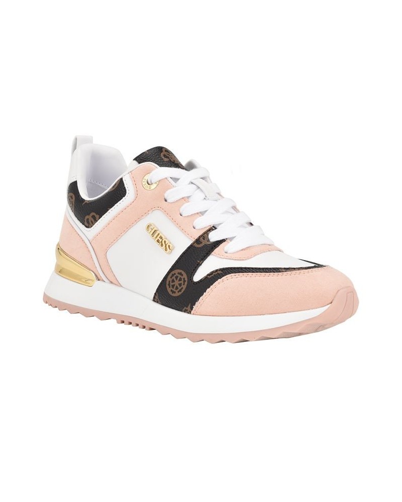 Women's Kadlin Logo Detailed Retro Jogger Sneakers Pink $45.78 Shoes