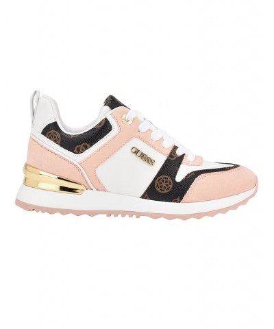 Women's Kadlin Logo Detailed Retro Jogger Sneakers Pink $45.78 Shoes