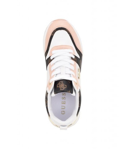 Women's Kadlin Logo Detailed Retro Jogger Sneakers Pink $45.78 Shoes