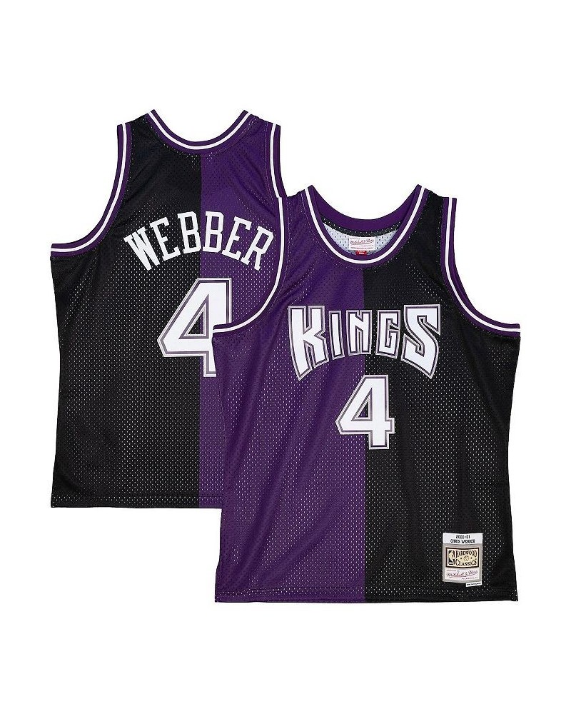 Men's Chris Webber Purple, Black Sacramento Kings Hardwood Classics 2000-01 Split Swingman Jersey $55.50 Jersey