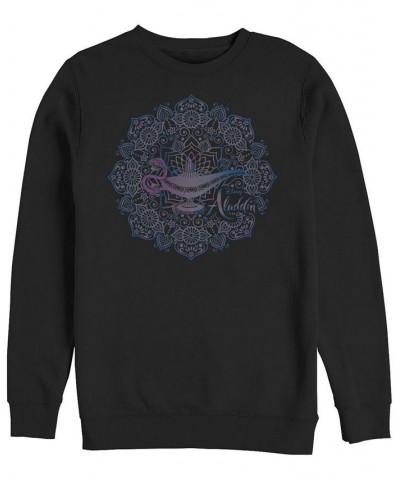 Disney Men's Aladdin Lamp Geometric Neon Portrait, Crewneck Fleece Black $25.30 Sweatshirt