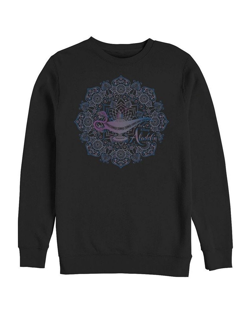 Disney Men's Aladdin Lamp Geometric Neon Portrait, Crewneck Fleece Black $25.30 Sweatshirt