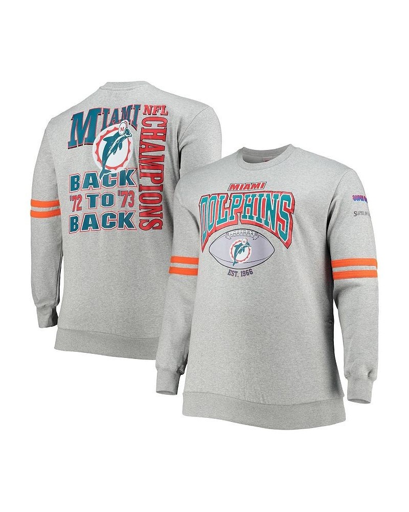 Men's Heather Gray Miami Dolphins Big and Tall Allover Print Pullover Sweatshirt $62.40 Sweatshirt