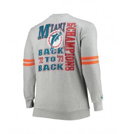 Men's Heather Gray Miami Dolphins Big and Tall Allover Print Pullover Sweatshirt $62.40 Sweatshirt