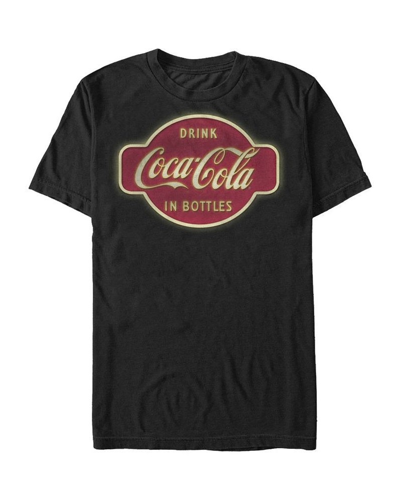 Men's Retro Neon Sign in Bottles Logo Short Sleeve T- shirt Black $18.19 T-Shirts