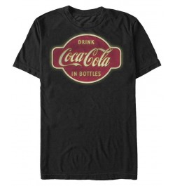 Men's Retro Neon Sign in Bottles Logo Short Sleeve T- shirt Black $18.19 T-Shirts