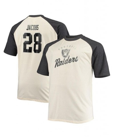 Men's Josh Jacobs Oatmeal Las Vegas Raiders Big and Tall Player Name and Number Raglan T-shirt $22.78 T-Shirts