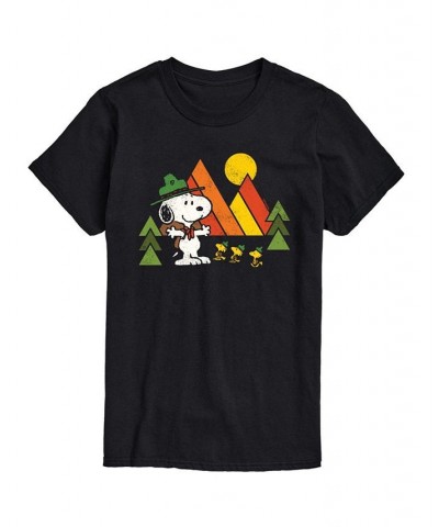 Men's Peanuts Retro Camping T-shirt Black $14.00 T-Shirts