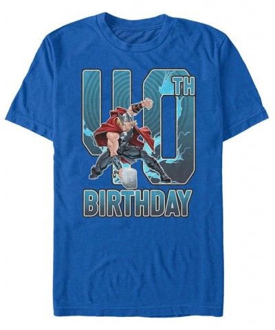 Men's Marvel Thor 40th Birthday Short Sleeve T-Shirt Blue $19.59 T-Shirts