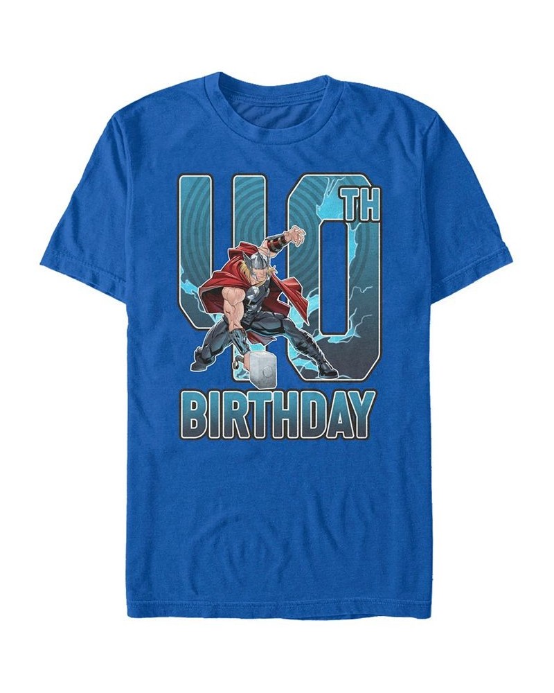 Men's Marvel Thor 40th Birthday Short Sleeve T-Shirt Blue $19.59 T-Shirts