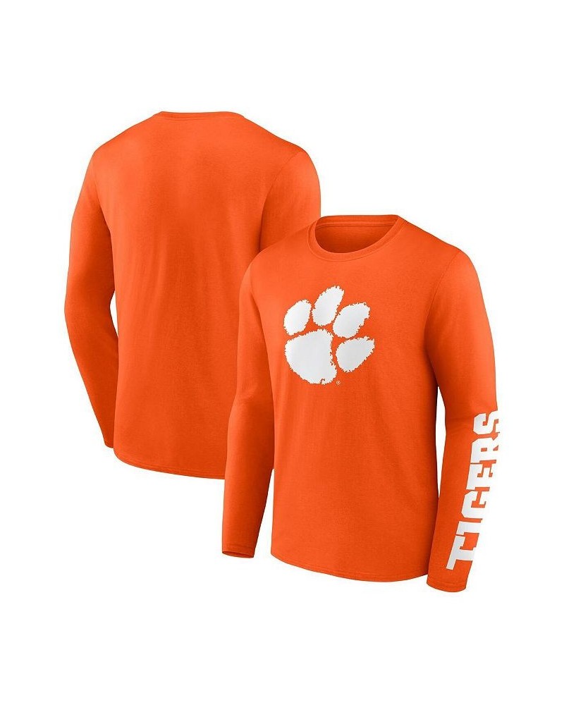 Men's Branded Orange Clemson Tigers Double Time 2-Hit Long Sleeve T-shirt $24.29 T-Shirts