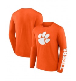 Men's Branded Orange Clemson Tigers Double Time 2-Hit Long Sleeve T-shirt $24.29 T-Shirts