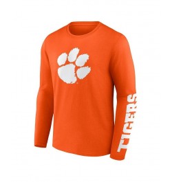 Men's Branded Orange Clemson Tigers Double Time 2-Hit Long Sleeve T-shirt $24.29 T-Shirts