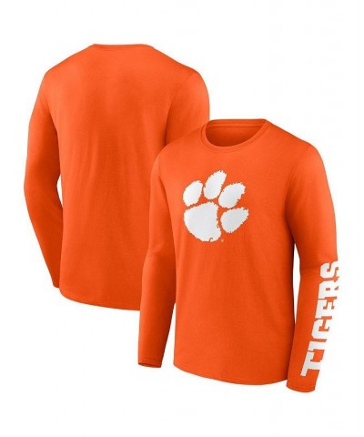 Men's Branded Orange Clemson Tigers Double Time 2-Hit Long Sleeve T-shirt $24.29 T-Shirts