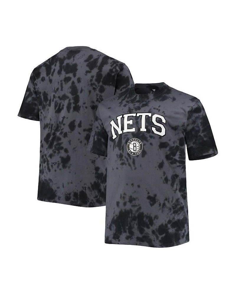 Men's Black Brooklyn Nets Big and Tall Marble Dye Tonal Performance T-shirt $24.00 T-Shirts